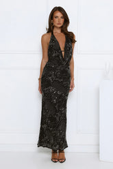 Precision Dressing Embellished Halter Maxi Dress Black