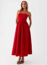 Love Me Later Midi Dress - Red