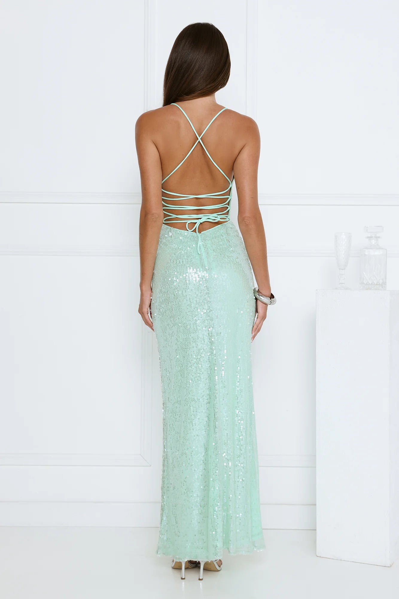 Starlit Shores Sequin Maxi Dress Seafoam