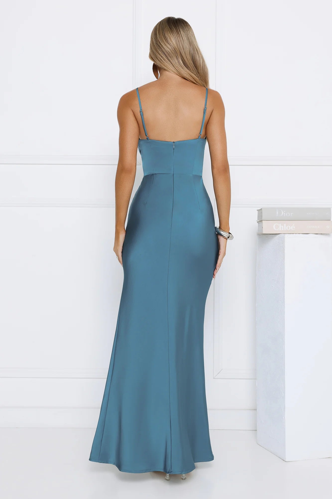 Formal Dream Satin Maxi Dress Teal
