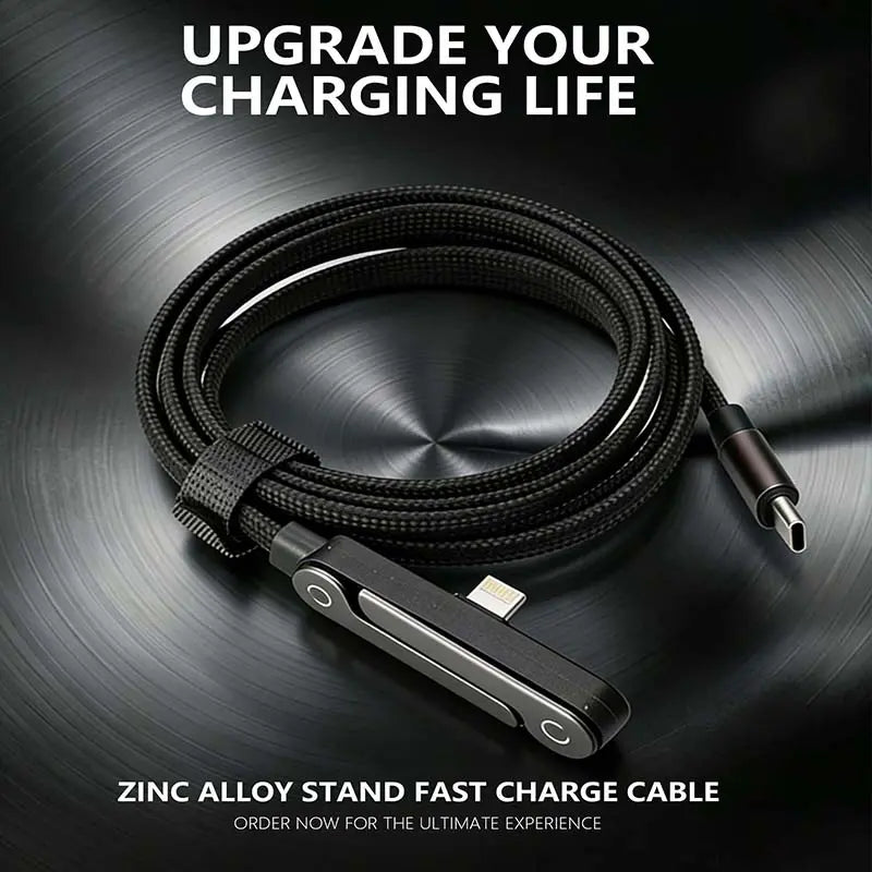 Invisible Holder Charger Cable with Stand,240w super fast charging 2-in-1 Fast ChargingCord & Phone Stand for Gaming, Office, CarTravel, Compatible with Type-C charging cableBlack