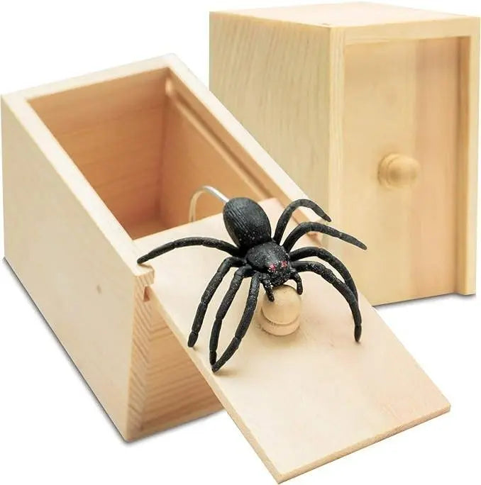 MAVORELY Wooden Spider Prank Box, Surprise Gag Gift for Adults & Teens, Funny Practical Joke Toy for April Fools' Day, Halloween & Birthdays