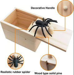 MAVORELY Wooden Spider Prank Box, Surprise Gag Gift for Adults & Teens, Funny Practical Joke Toy for April Fools' Day, Halloween & Birthdays