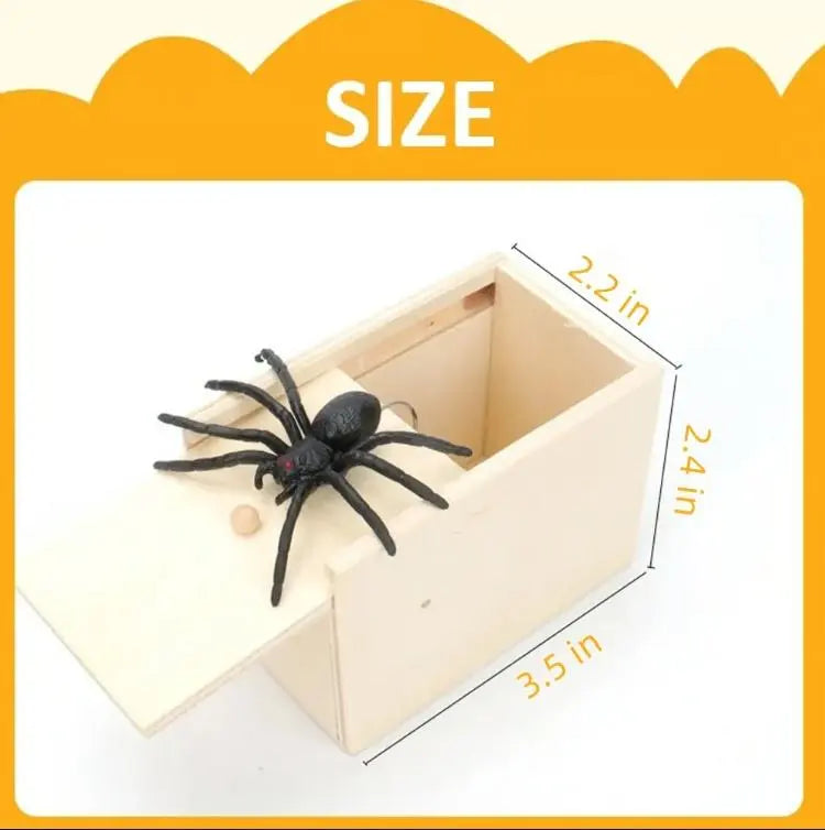 MAVORELY Wooden Spider Prank Box, Surprise Gag Gift for Adults & Teens, Funny Practical Joke Toy for April Fools' Day, Halloween & Birthdays
