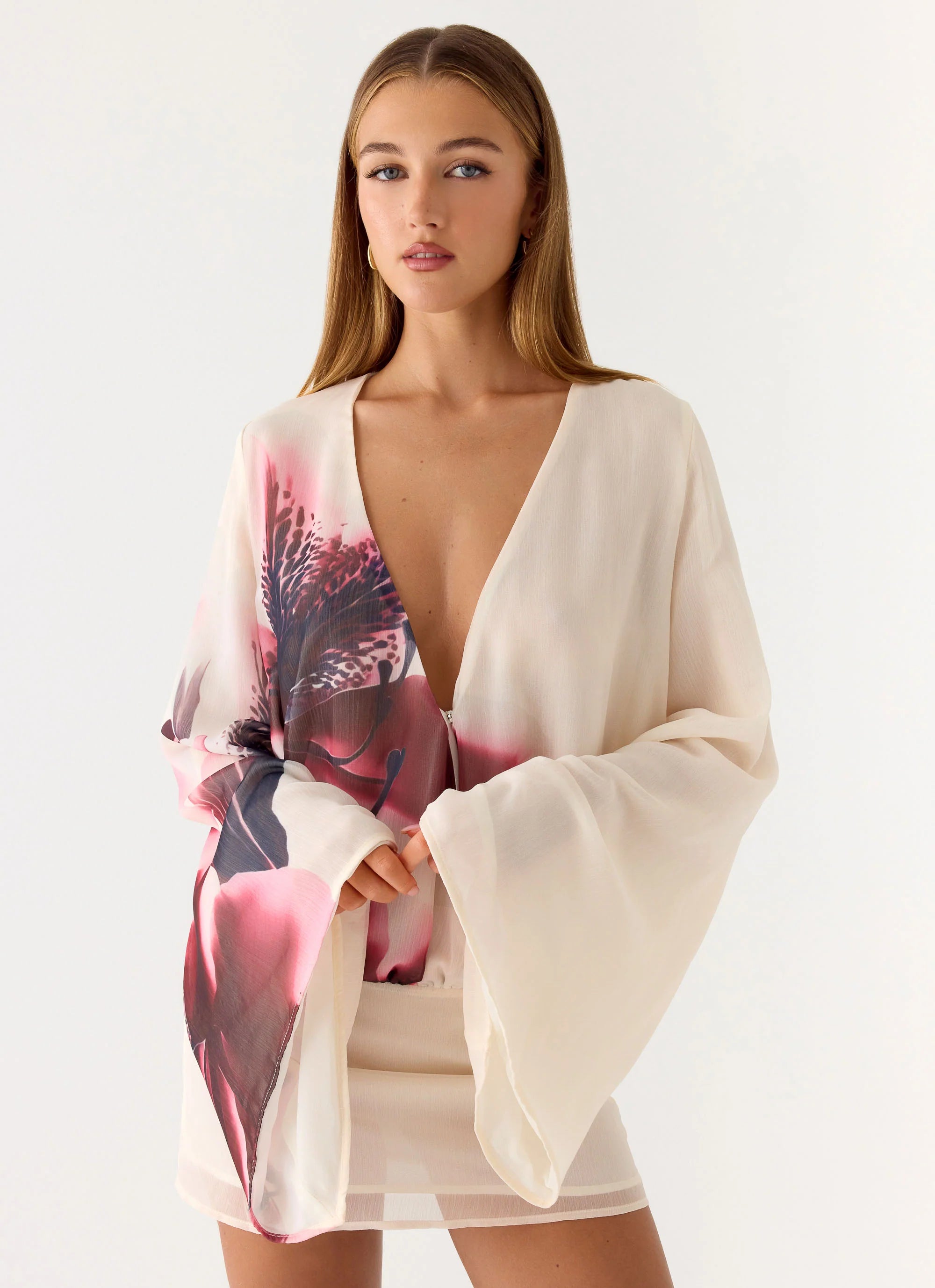 Junia Long Sleeve Mini Dress - Velvet Bloom