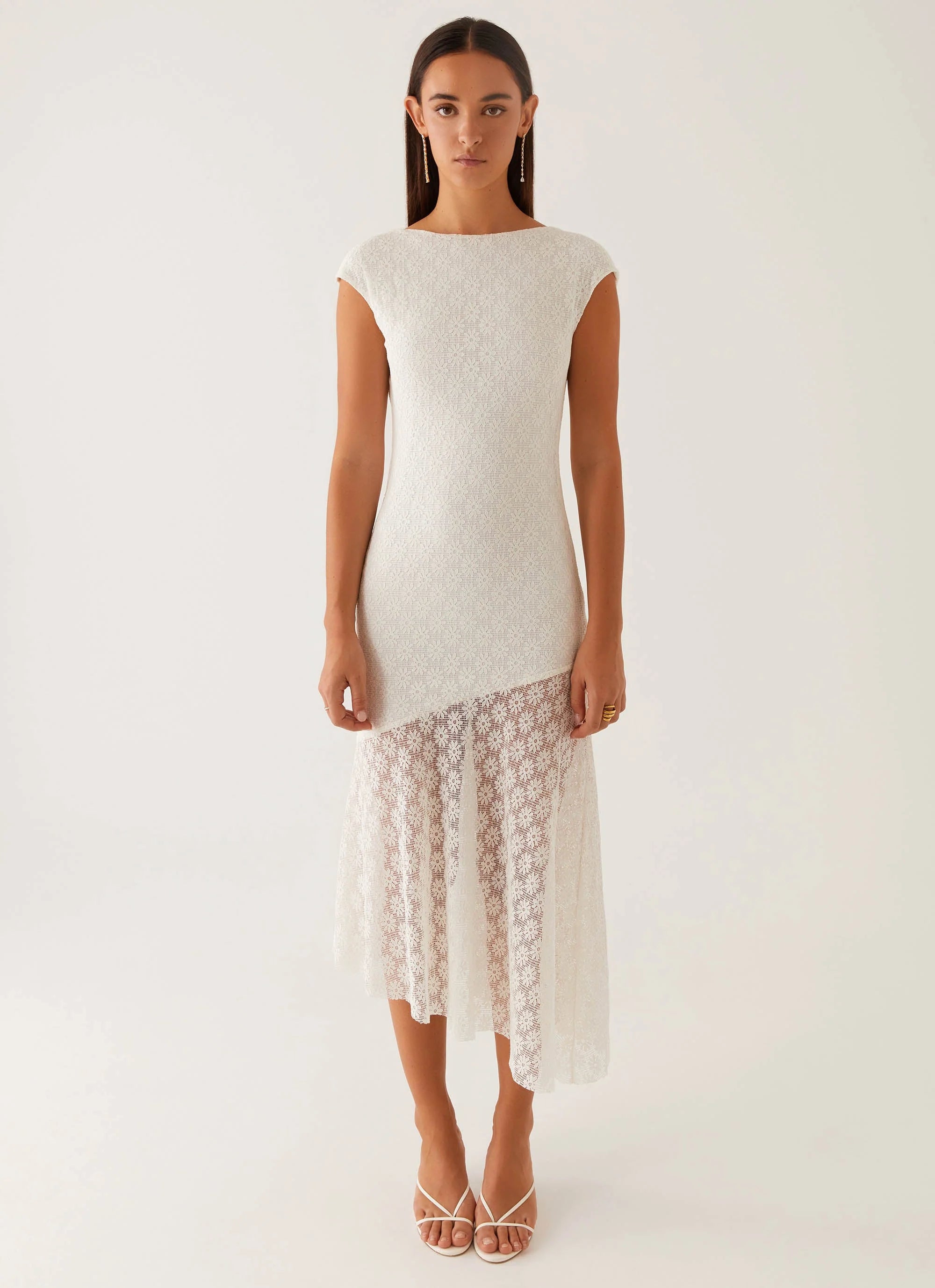 Arielle Open Back Midi Dress - White