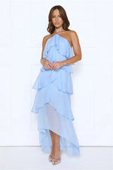 Dreamlight Affair Halter Maxi Dress Blue