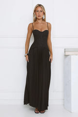 Antique Roses Lace Maxi Dress Black
