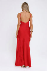 Brilliant Belle Satin Maxi Dress Red