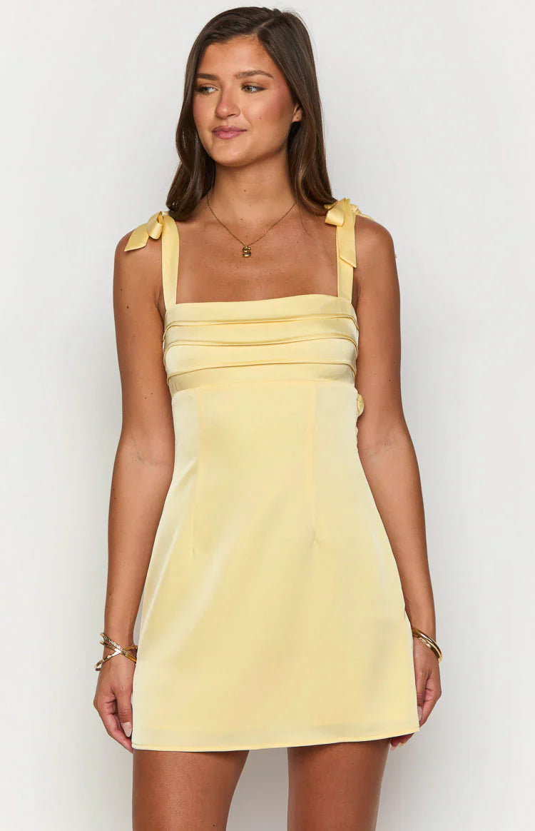 Akira Yellow Tie Mini Dress