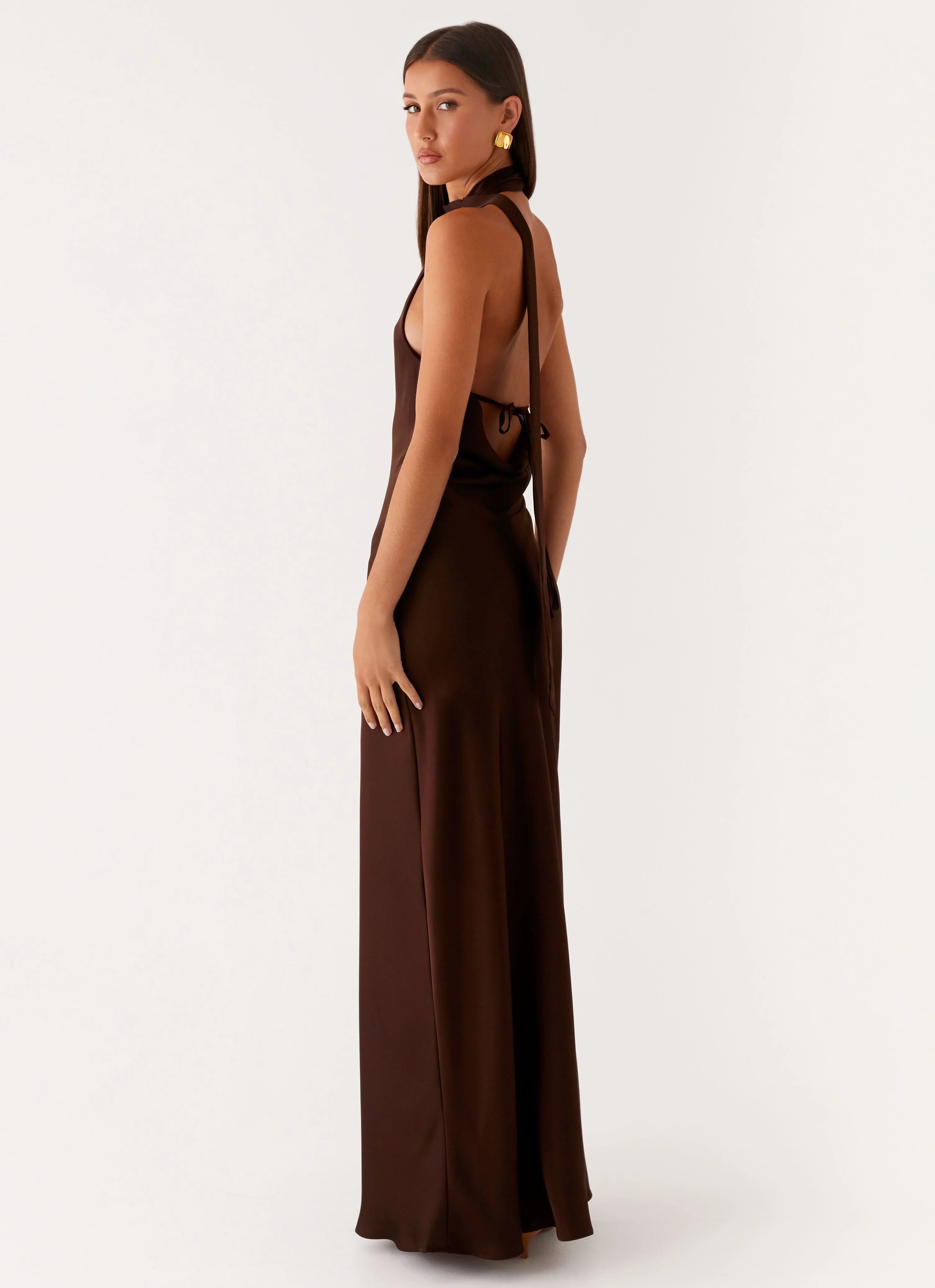 Keena Scarf Maxi Dress - Chocolate