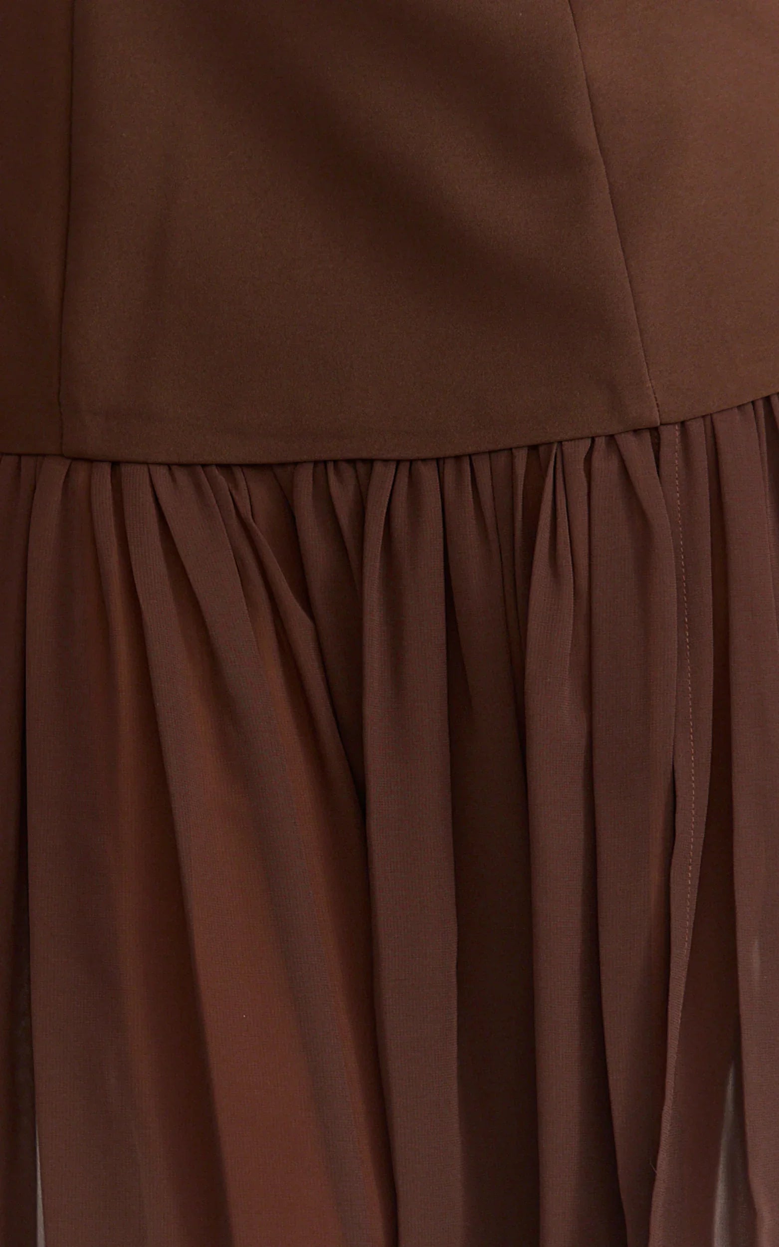 Florence Maxi Dress - Off Shoulder Sheer Skirt Dress in Chocolate