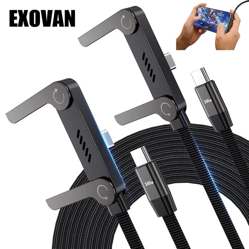 Invisible Holder Charger Cable with Stand,240w super fast charging 2-in-1 Fast ChargingCord & Phone Stand for Gaming, Office, CarTravel, Compatible with Type-C charging cableBlack
