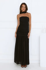 Soirée Glow Strapless Maxi Dress Black