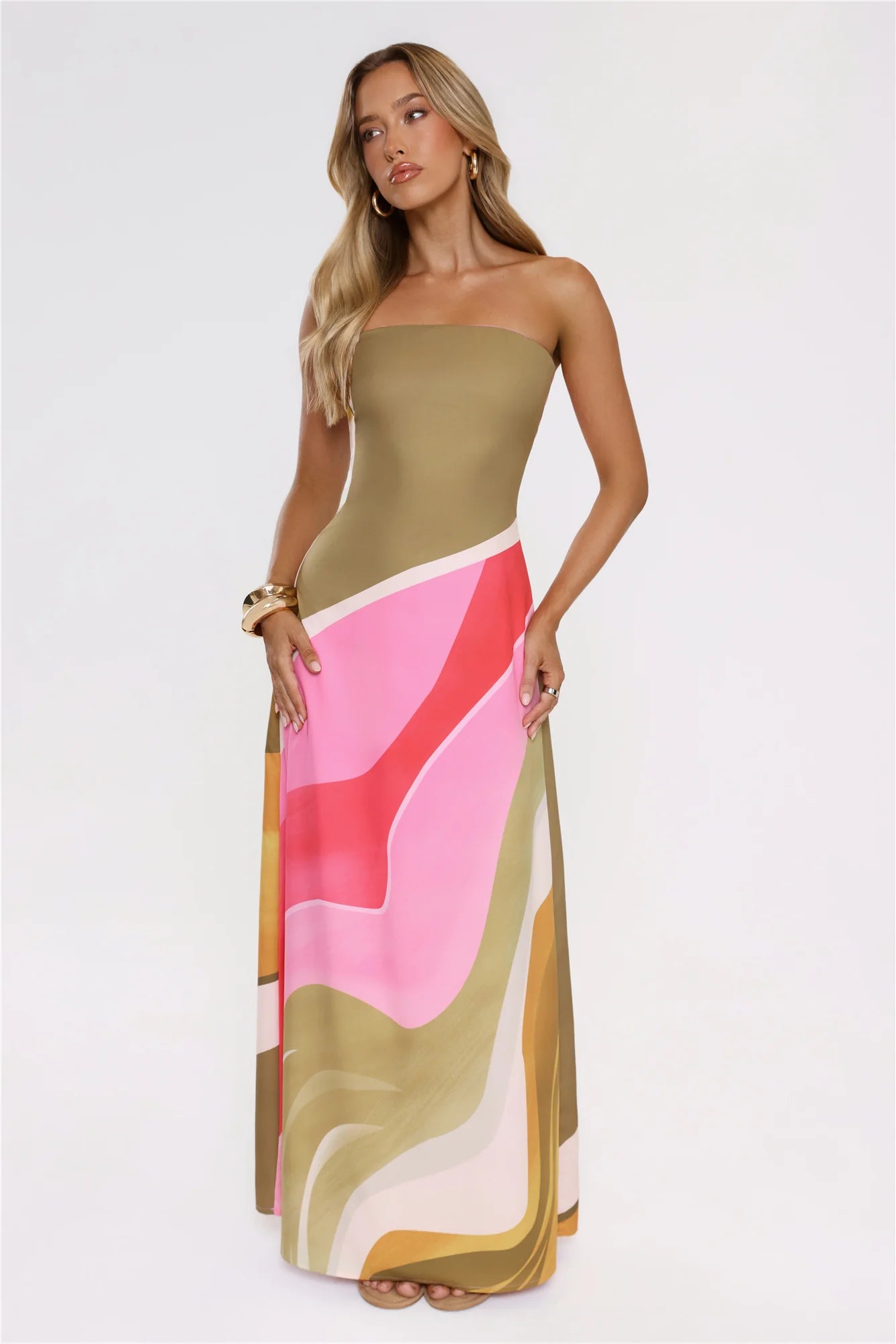 Palette Of Yours Strapless Maxi Dress Green