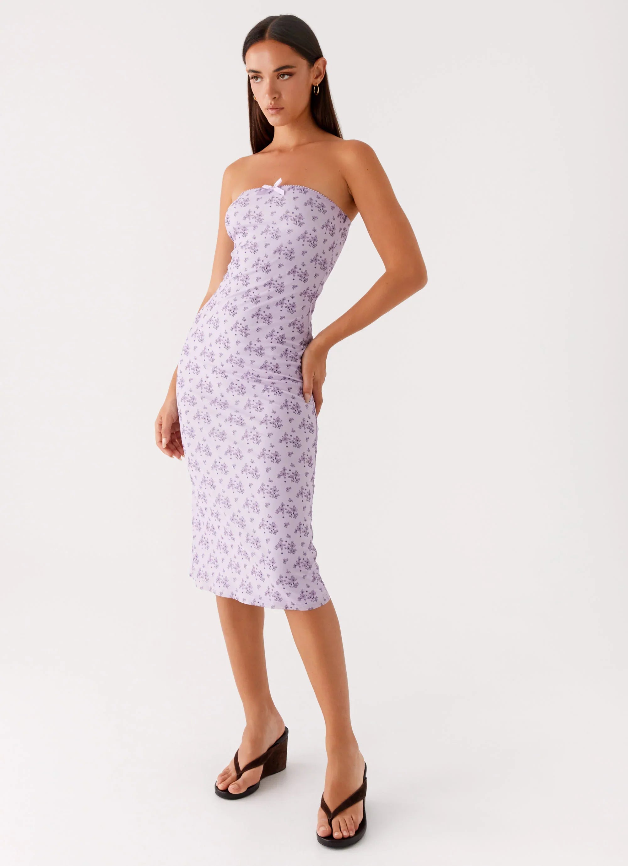 Keila Strapless Midi Dress - Lavender Meadow
