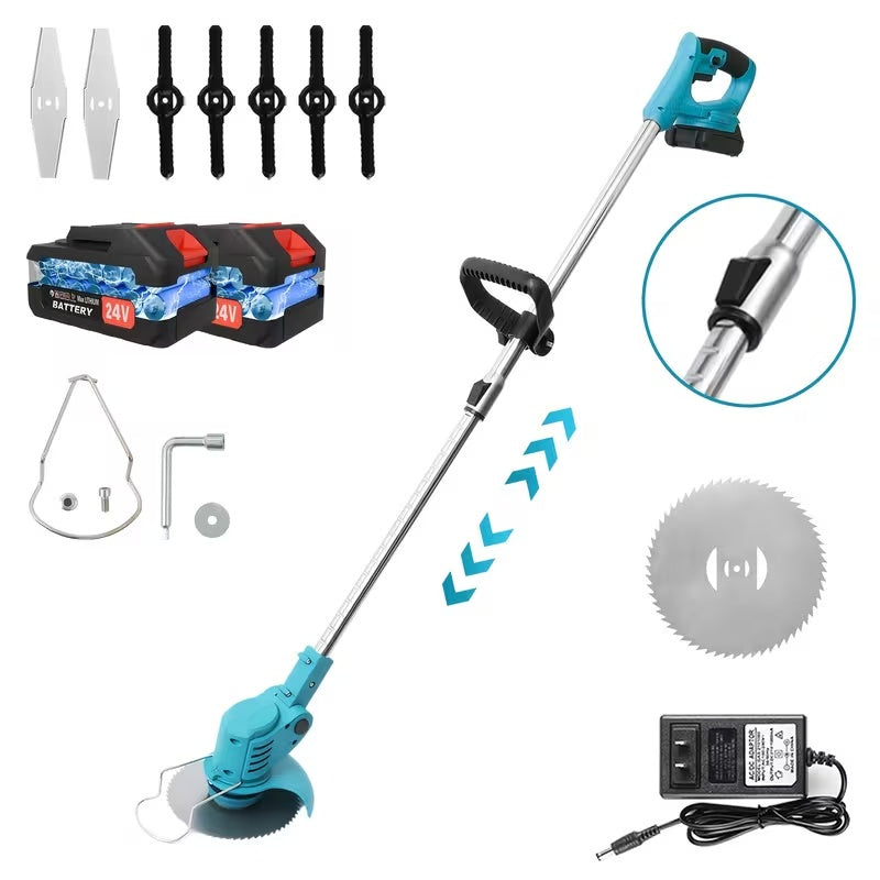 21V Cordless Electric Lawn Mower with 650W Motor, 3-Blade Cutting System & Adjustable 50" Shaft, Includes 2 × 2000mAh Batteries, Foldable Design for Lawn & Garden