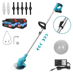 21V Cordless Electric Lawn Mower with 650W Motor, 3-Blade Cutting System & Adjustable 50" Shaft, Includes 2 × 2000mAh Batteries, Foldable Design for Lawn & Garden