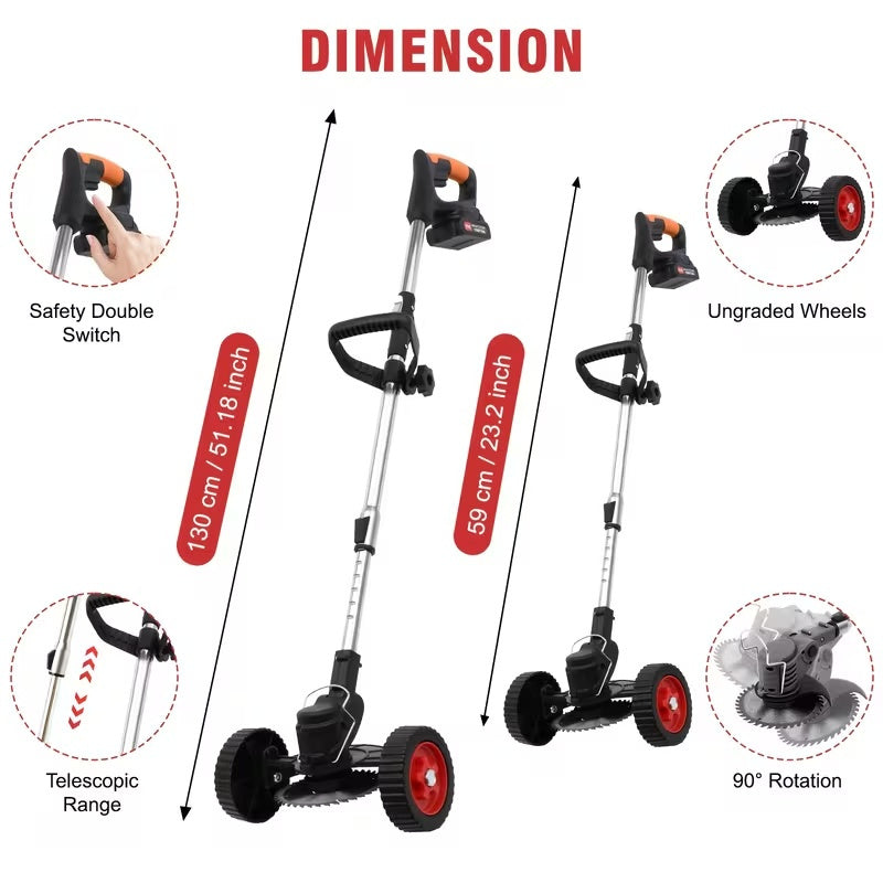 21V Cordless Electric Lawn Mower with 650W Motor, 3-Blade Cutting System & Adjustable 50" Shaft, Includes 2 × 2000mAh Batteries, Foldable Design for Lawn & Garden