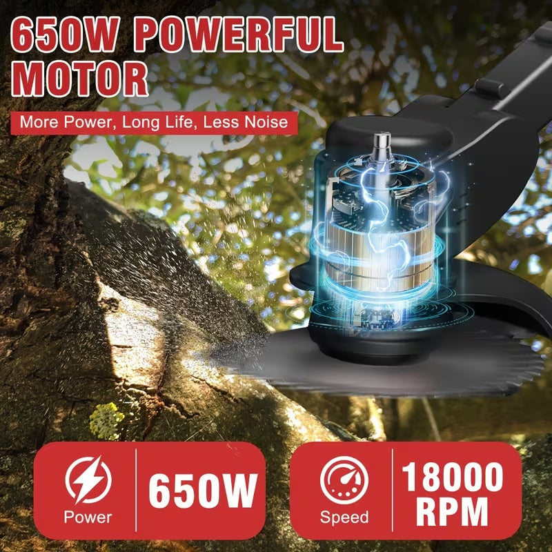 21V Cordless Electric Lawn Mower with 650W Motor, 3-Blade Cutting System & Adjustable 50" Shaft, Includes 2 × 2000mAh Batteries, Foldable Design for Lawn & Garden
