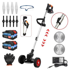 21V Cordless Electric Lawn Mower with 650W Motor, 3-Blade Cutting System & Adjustable 50" Shaft, Includes 2 × 2000mAh Batteries, Foldable Design for Lawn & Garden
