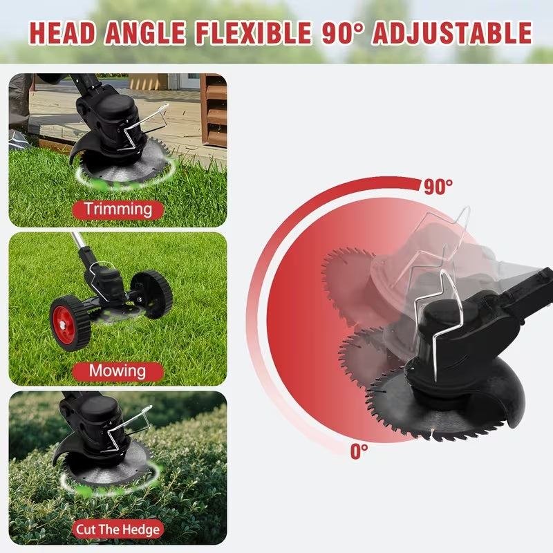 21V Cordless Electric Lawn Mower with 650W Motor, 3-Blade Cutting System & Adjustable 50" Shaft, Includes 2 × 2000mAh Batteries, Foldable Design for Lawn & Garden