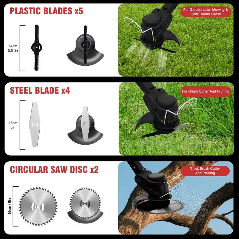 21V Cordless Electric Lawn Mower with 650W Motor, 3-Blade Cutting System & Adjustable 50" Shaft, Includes 2 × 2000mAh Batteries, Foldable Design for Lawn & Garden