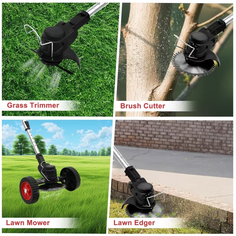 21V Cordless Electric Lawn Mower with 650W Motor, 3-Blade Cutting System & Adjustable 50" Shaft, Includes 2 × 2000mAh Batteries, Foldable Design for Lawn & Garden